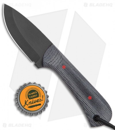 JRs Knives Junior Fixed Blade Knife Fuller Black Micarta/Red Pins (2.25" Black) - Image 4