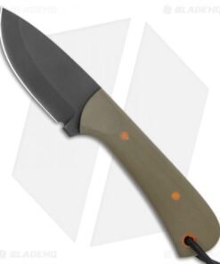 JRs Knives Junior Fixed Blade Knife Fuller Green G-10/Orange Pins (2.25" Black)
