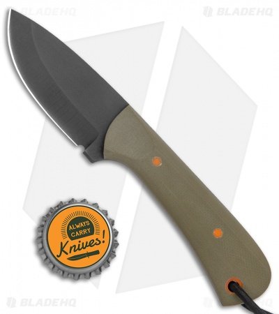 JRs Knives Junior Fixed Blade Knife Fuller Green G-10/Orange Pins (2.25" Black) - Image 4