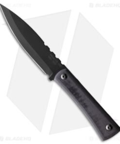Jason Perry Blade Works Hunter Fixed Blade Spear Knife Black Mic (5" Black) 506