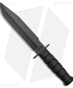Ka-Bar Fighter Fixed Blade Knife Black Polymer w/ Sheath (8" Black Plain) 1269