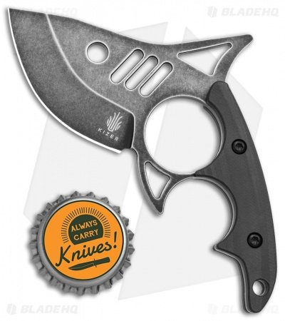 Kizer Shark Tooth Fixed Blade Knife Carbon Fiber (2.6" Black SW) 1043N2 - Image 4
