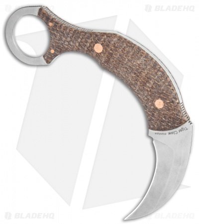 Kizer Tiger Claw Karambit Fixed Blade Knife Brown Micarta (1.4" SW) 1041 - Image 2