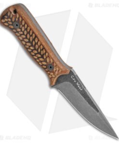 Alternative view of Landau Knives Custom LS1 Fixed Blade Knife- Burnt Micarta (CPM Cru-Wear)