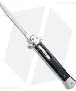 11" Italian Stiletto OTF Automatic Knife Black Marble (4.75" Satin) w/o Clip
