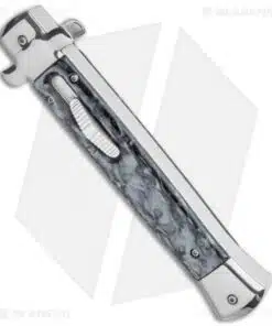 Alternative view of 11" Italian Stiletto OTF Automatic Knife Black Smoke Abyss (4.9" Satin) Bayo