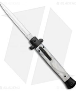 Mago White Marble Italian Stiletto OTF Auto Dagger (4.75" Satin)