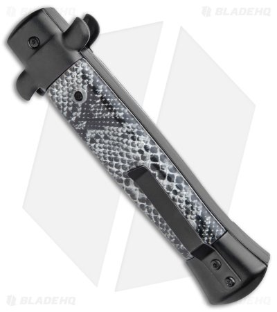 9" Italian Stiletto Dagger OTF Automatic Knife Cottonmouth Black (3.8" Satin) - Image 3