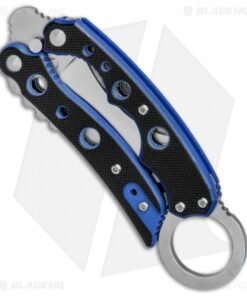 Alternative view of Mantis Vuja De Balisong Karambit Crossover Knife Black/Blue G-10 (2" Satin)