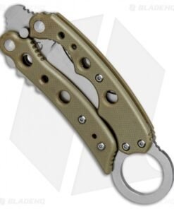Alternative view of Mantis Vuja De Balisong Karambit Crossover Knife Desert Tan G-10 (2" Satin)