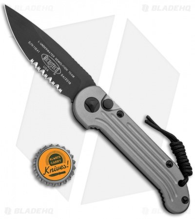 Microtech LUDT Gray Automatic Knife (3.4" Black Serr) 135-2GY - Image 4