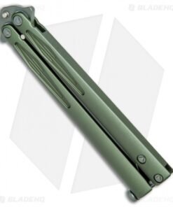 Alternative view of Microtech Tachyon III Balisong Butterfly OD Green (4.5" Serrated Top Swedge OD)