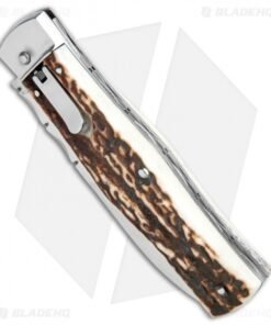 Alternative view of Mikov 241 Predator Lever Lock Bayo Automatic Knife Stag File Work (3.75" Satin)