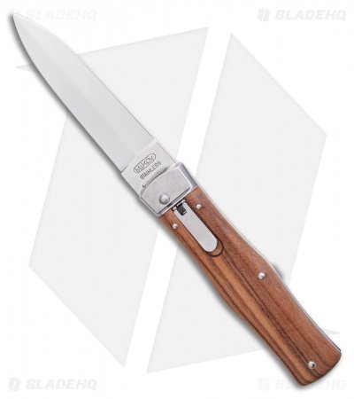 Mikov 241 Predator Leverlock Automatic Knife Wood (3.75" Polish) Pocket Clip
