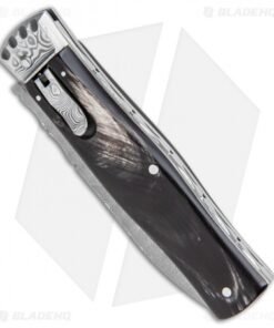 Alternative view of Mikov Panther Lever Lock Automatic Knife Buffalo Horn Bayonet (3.75" Damascus)