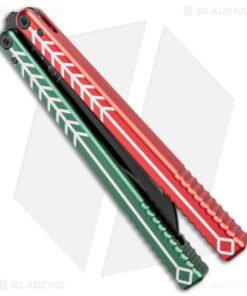 Alternative view of Nabalis Vulp Butterfly Balisong Trainer Red/Green (4.4" Black)