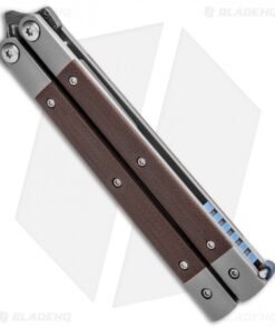 Alternative view of Pena Knives Custom Penasong Butterfly Knife Brown Micarta/Ti (4.5" Damascus)