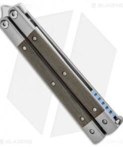 Alternative view of Pena Knives Custom Penasong Butterfly Knife Green Micarta/Titanium (4.5" Satin)