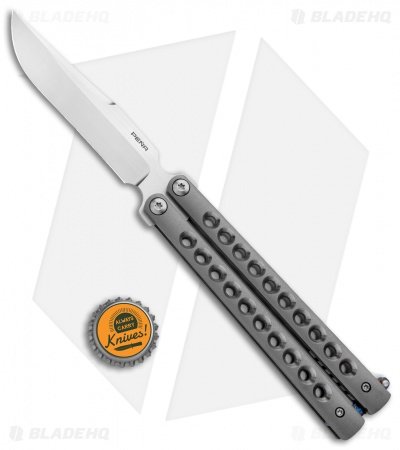 Pena Knives Custom Penasong Butterfly Knife Ti w/ Mokuti Latch (4.5" Satin) - Image 4