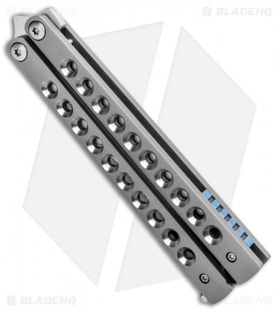 Pena Knives Custom Penasong Butterfly Knife Ti w/ Mokuti Latch (4.5" Satin) - Image 3