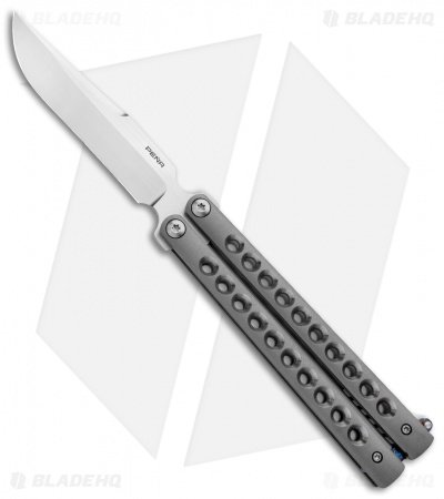 Pena Knives Custom Penasong Butterfly Knife Ti w/ Mokuti Latch (4.5" Satin)
