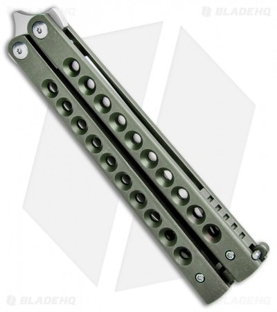 Pena Knives Mid-Tech Penasong Butterfly Knife Green Titanium (4.5" Satin) - Image 3