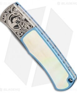 Alternative view of Pro-Tech Custom BR-1 Magic Custom Automatic Knife Blue Ti/MOP (Damascus)
