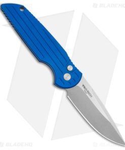 Pro-Tech TR-3 Tactical Response LH Automatic Knife Grooved Blue Al (3.5" SW)