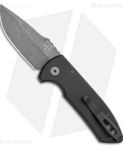 Alternative view of Pro-Tech Les George SBR LH Automatic Knife Black Aluminum (2.6" Acid Wash)