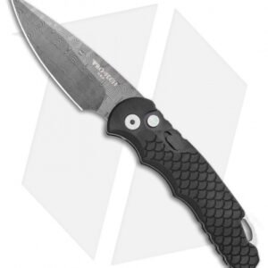 Pro-Tech TR-5 Custom Automatic Knife Black Fish Scale (3.25" Damascus)
