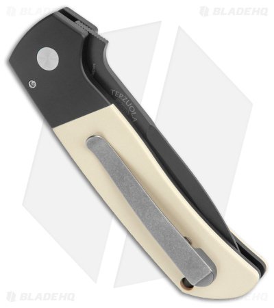 Pro-Tech Terzuola Tuxedo ATCF Automatic Knife Ivory Micarta (3.5" DLC MagnaCut) - Image 3