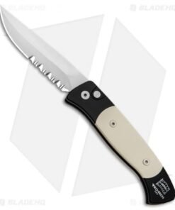 Pro-Tech Brend 2 Small Tuxedo Automatic Knife Ivory Micarta (2.9" Satin Serr)