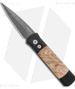 Pro-Tech Custom Godson Automatic Knife Maple Burl (3.15" Ladder Damascus)