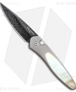 Pro-Tech Custom Newport Automatic Ti/Gold LIP Mother of Pearl (3" Damascus)