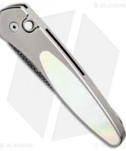 Alternative view of Pro-Tech Custom Newport Automatic Ti/Gold LIP Mother of Pearl (3" Damascus)
