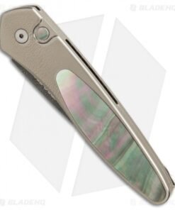Alternative view of Pro-Tech Custom Newport Automatic Knife Bronze Ti/Mother of Pearl (3" Damascus)