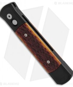 Alternative view of Pro-Tech Godfather Automatic Knife Black w/ Amber Jig Bone (4" Black Plain) 962
