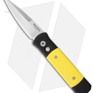 Protech Godson Automatic Knife w/ Yellow G-10 (3.15" Satin Plain) 748