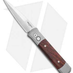 Protech Godfather Automatic Knife Gray/Cocobolo Wood (4" Satin)