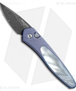 Pro-Tech Half-Breed Titanium Custom Knife Blue/Pearl (1.95" Damascus)