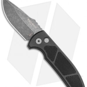 Protech Les George SBR Automatic Knife Black Knurled Aluminum (2.6" Acid Wash)
