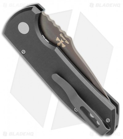 Pro-Tech Les George SBR Automatic Knife Black Knurled Aluminum (2.6" Espresso) - Image 3