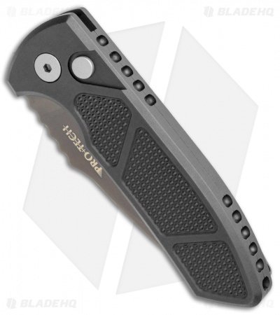 Pro-Tech Les George SBR Automatic Knife Black Knurled Aluminum (2.6" Espresso) - Image 2