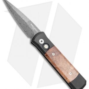 Protech Godson Limited Edition Automatic Knife Maple Burl (3.15" Damascus) 706-D