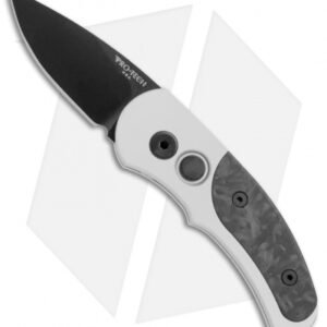 Pro-Tech Runt J4 Automatic Knife Silver/Marble Carbon Fiber (1.94" Black) 4400-M
