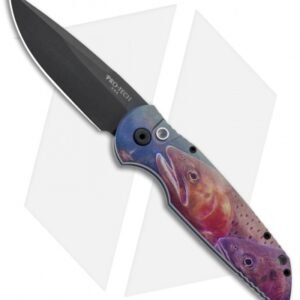 Pro-Tech TR-3 Automatic Knife Custom PK Anodized "Trout" Print (3.5" Black)