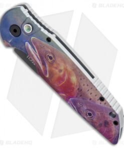 Alternative view of Pro-Tech TR-3 Automatic Knife Custom PK Anodized "Trout" Print (3.5" Black)