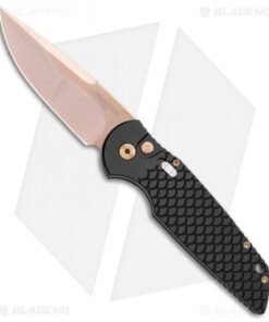 Pro-Tech TR-3 Custom Automatic Knife Black Fish Scale (3.5" Compound Rose Gold)