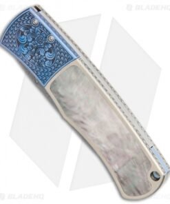Alternative view of Pro-Tech Custom BR-1 Magic Custom Automatic Knife Blue Ti Bolster/MOP (Damascus)