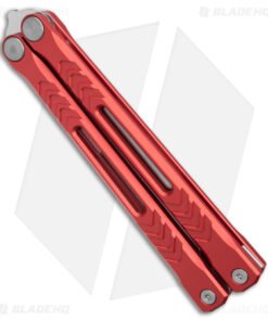 Alternative view of REVO Nexus Balisong Butterfly Knife Red Anodized Aluminum (4.5" Stonewash)